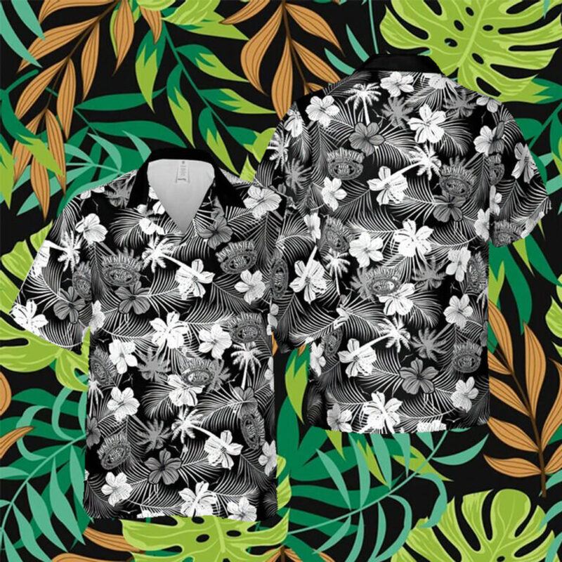 Jack Daniels Hawaiian Shirt Black And White Hawaiian Flora