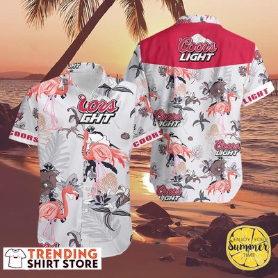Coors Light Hawaiian Shirt Floral Flamingo Gift For Beach Lovers