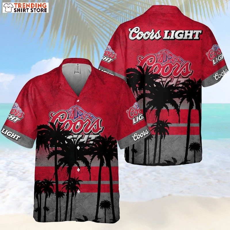 Vintage Coors Light Hawaiian Shirt Palm Tree Summer Holiday Gift
