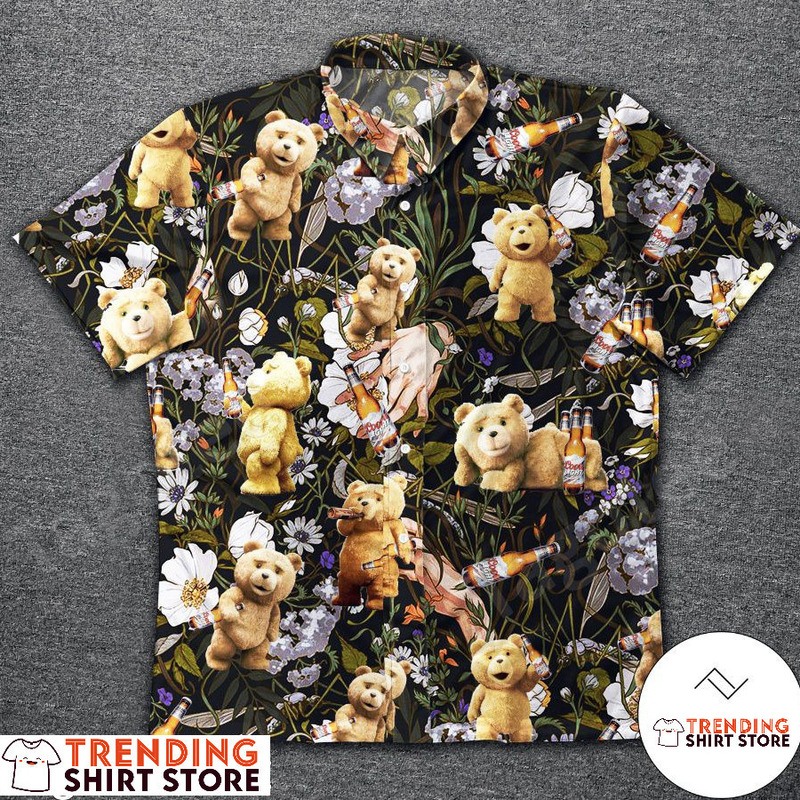 Coors Light Hawaiian Shirt Funny Ted Bear In The Garden
