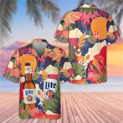 Miller Lite Hawaiian Shirt Colorful Aloha Summer Holiday Gift