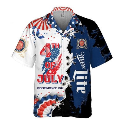 Miller Lite Hawaiian Shirt 4th Of July US Independence Day