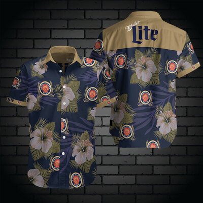Vintage Miller Lite Hawaiian Shirt A Fine Pilsner Beer