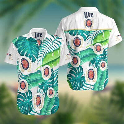 Miller Lite Hawaiian Shirt Summer Leaves Gift For Nature Lovers
