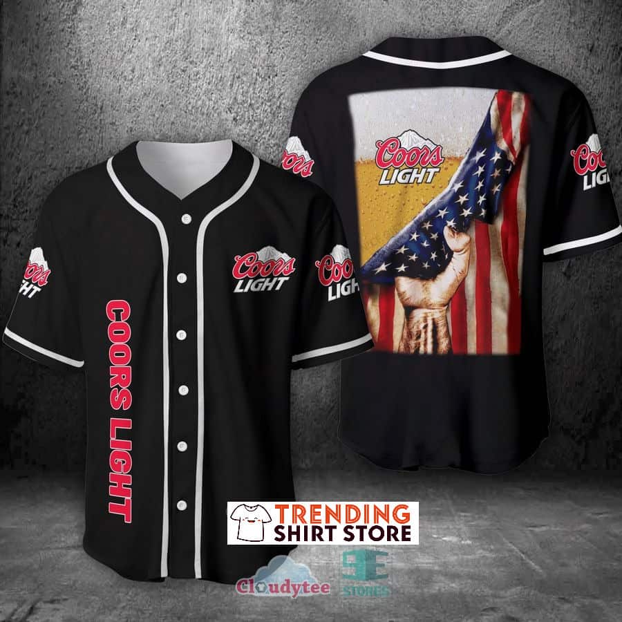 Coors Light Baseball Jersey Black US Flag Beer – Fivestarsmugs