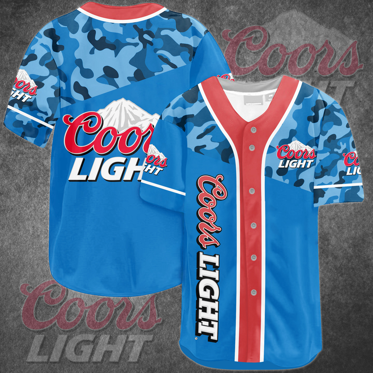 Coors Light Baseball Jersey Blue Camouflage Gift For Beer Drinkers