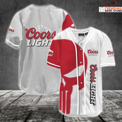 Coors Light Beer Baseball Jersey Cool Red Skull Dual Colors