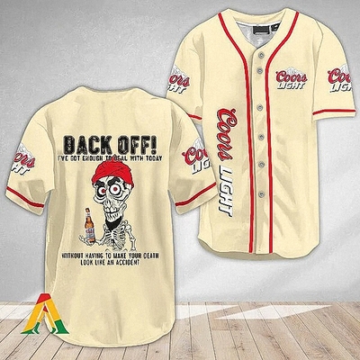 Coors Light Baseball Jersey Funny Achmed Back Off