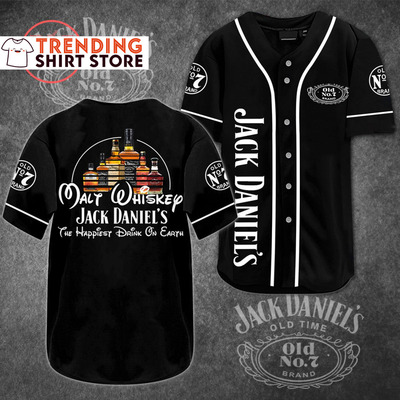 Jack Daniels Baseball Jersey Malt Whiskey The Happiest Drink On Earth