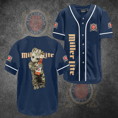 Groot Loves Miller Lite Baseball Jersey Gift For Marvel Fans