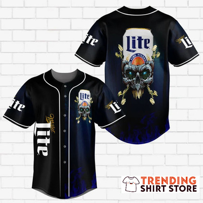Miller Lite Baseball Jersey Cool Lite Beer Skull For Baseball Lovers