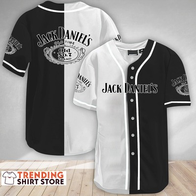 Jack Daniels Baseball Jersey Classic Black And White
