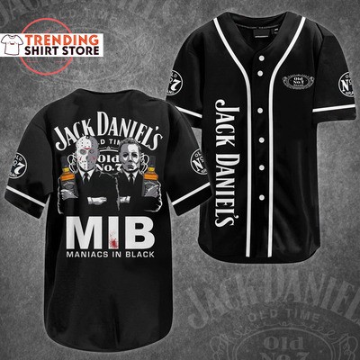Jack Daniels Baseball Jersey Michael Myers And Jason Voorhees MIB Maniacs In Black