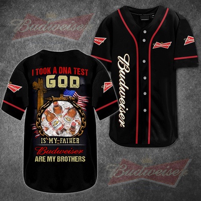 Budweiser Baseball Jersey God Is My Father Budweiser Are My Brothers