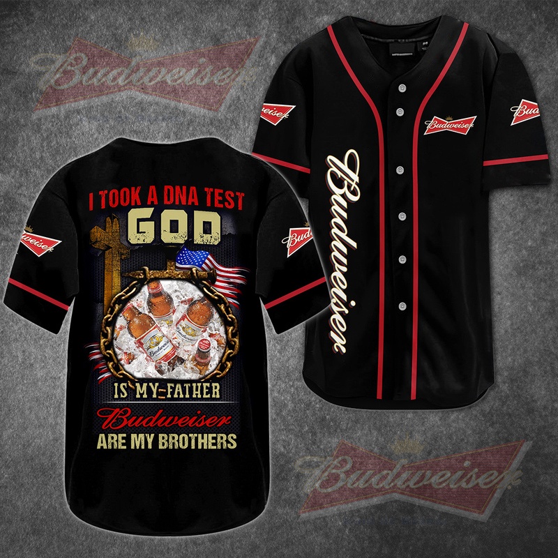 Budweiser Baseball Jersey God Is My Father Budweiser Are My Brothers