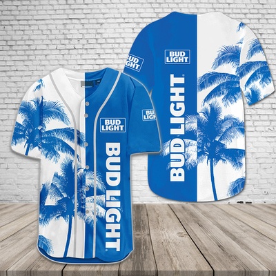 Bud Light Baseball Jersey Dual Colors Palm Trees Gift For Baseball Lovers