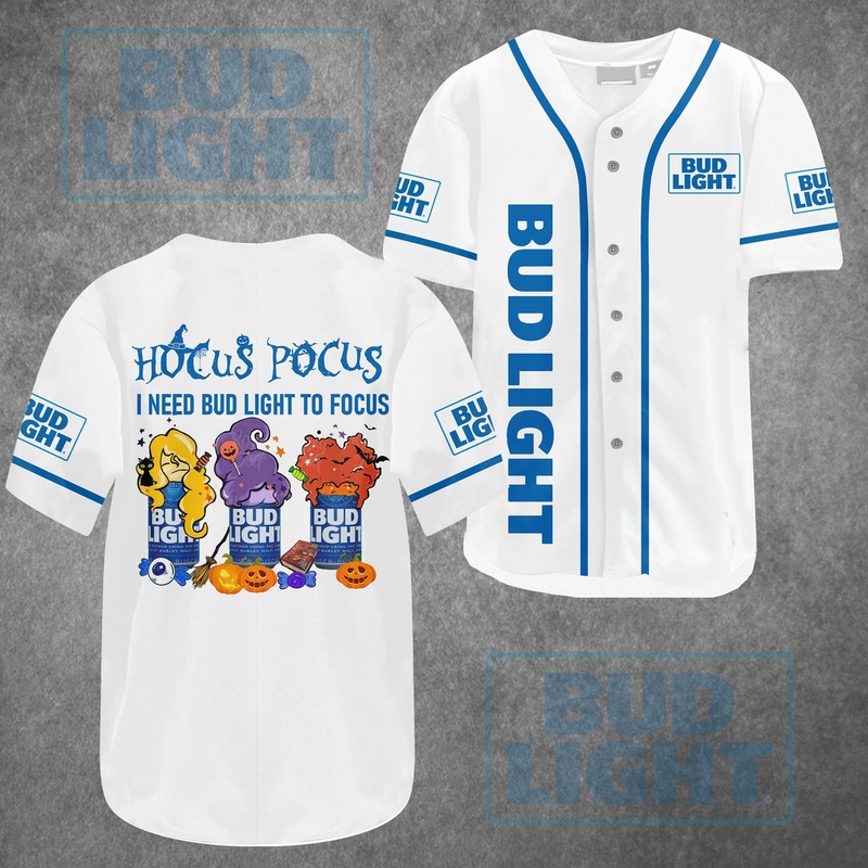 Hocus Pocus I Need Bud Light Baseball Jersey To Focus