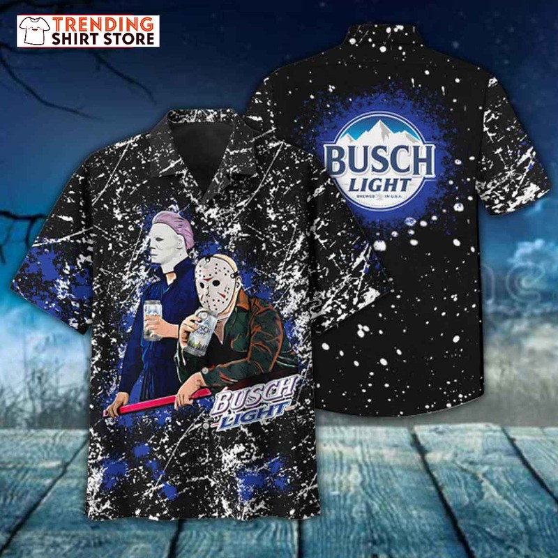 Michael Myers And Jason Voorhees Drinking Busch Light Hawaiian Shirt