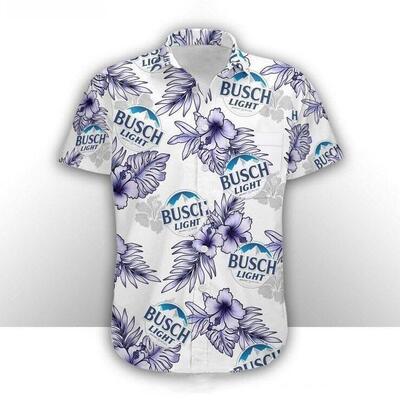 Busch Light Hawaiian Shirt Hibiscus Flowers For Busch Fans