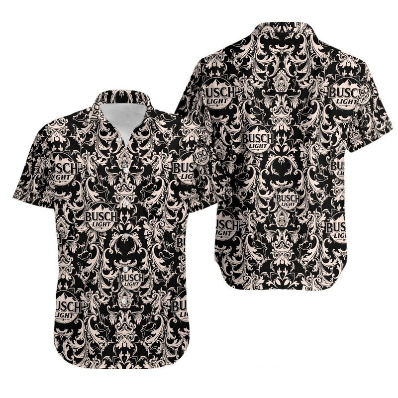 Busch Light Hawaiian Shirt Unique Renaissance Pattern Dark Theme