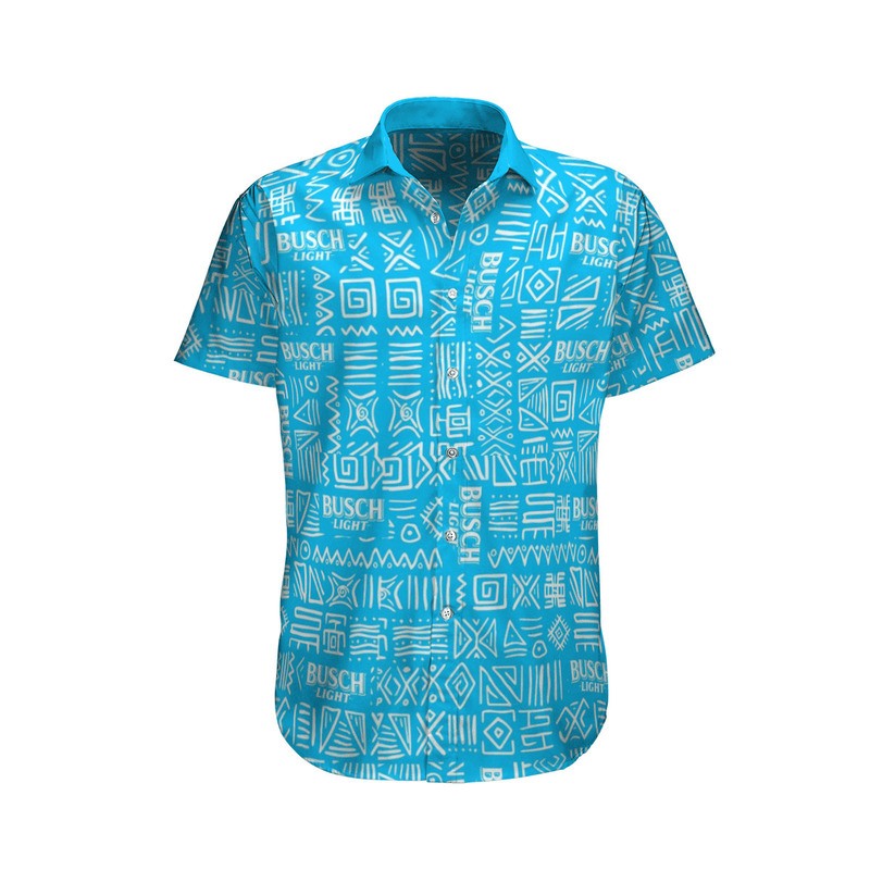 Busch Light Hawaiian Shirt Blue Tribal Pattern All Over Print