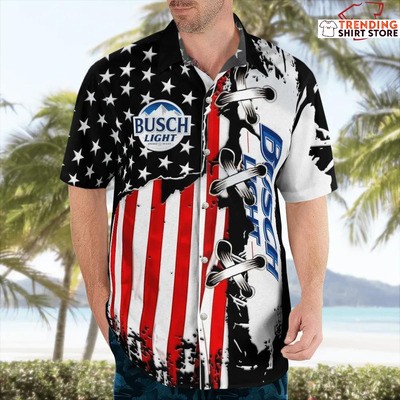 Busch Light Hawaiian Shirt Special American Flag