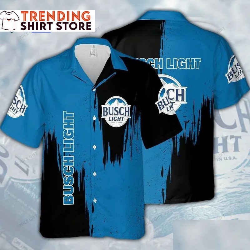 Busch Light Hawaiian Shirt Dual Colors Black And Blue