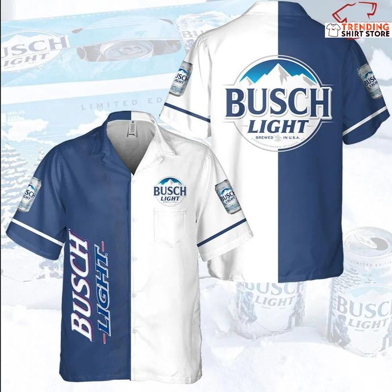 Classic Busch Light Hawaiian Shirt Dual Colors Blue And White