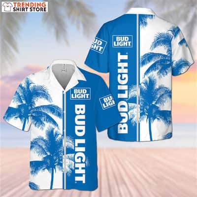 Bud Light Classic Blue Tropical Coconut Trees Hawaiian Shirt