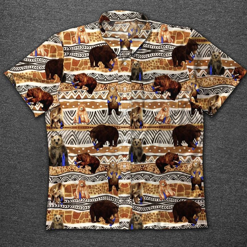 Bud Light Hawaiian Shirt Vintage Pattern With Drunk Bears