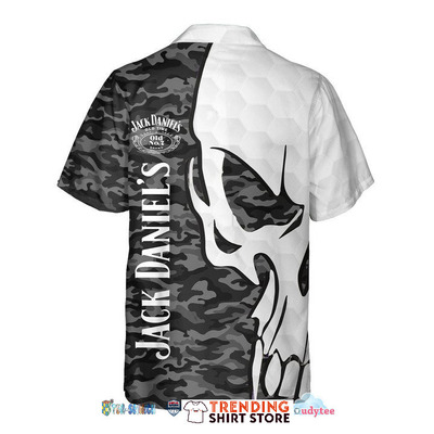 Jack Daniels Hawaiian Shirt Grey Camo Skull