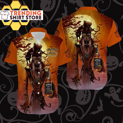 Spooky Skeleton Jack Daniels Tennessee Whiskey Hawaiian Shirt