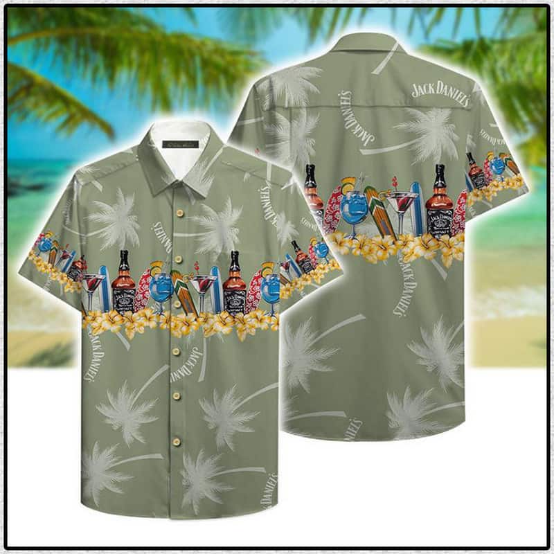 Jack Daniels Hawaiian Shirt Beach Wine Flora For Whiskey Lovers