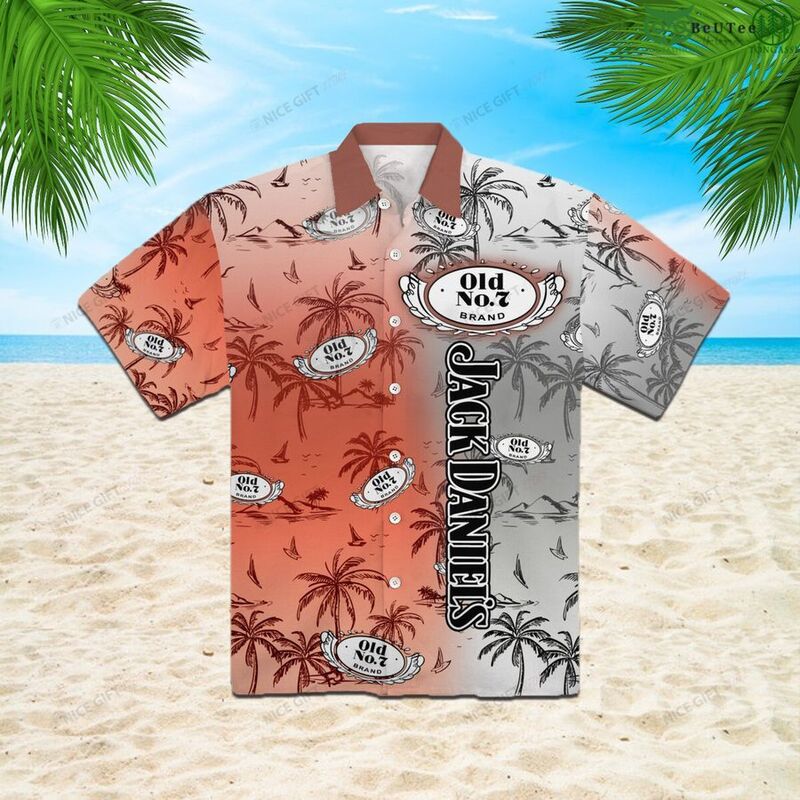 Jack Daniels Hawaiian Shirt Palm Trees And Boats Gift For Beach Lovers