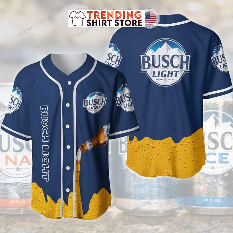 Busch Light Beer Blue And Yellow Baseball Jersey