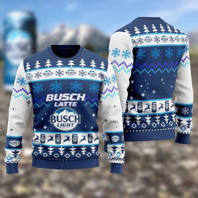 Busch Latte Busch Light Ugly Christmas Sweater For Beer Lovers