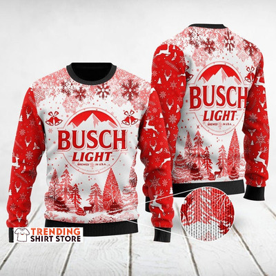 Busch Light Ugly Christmas Sweater Red Hot Christmas For Beer Lovers