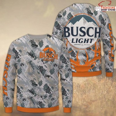 Busch Light Ugly Christmas Sweater Camouflage For Deer Hunters