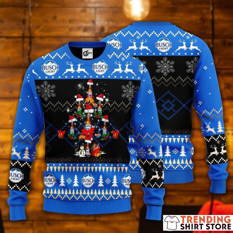 Busch Light Ugly Christmas Sweater Christmas Beer Tree For Families