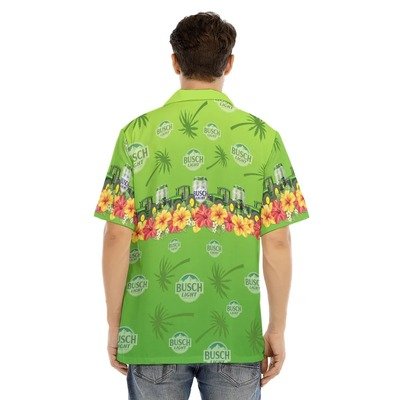 Colorful Tropical Flora With Busch Light John Deere Hawaiian Shirt