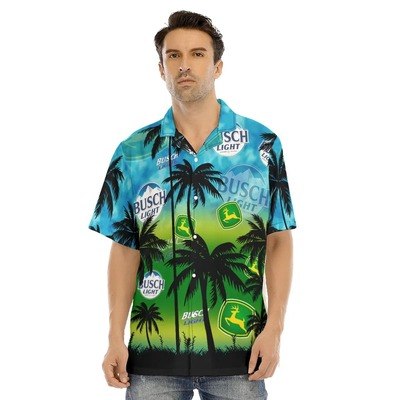 John Deere Busch Light For The Farmers Palm Tree Island Hawaiian Shirt