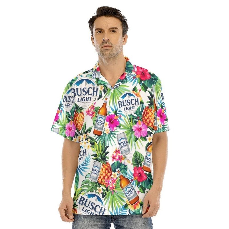 Busch Light Hawaiian Shirt Color Tropical Flora Fruit Gift For Summer Lovers