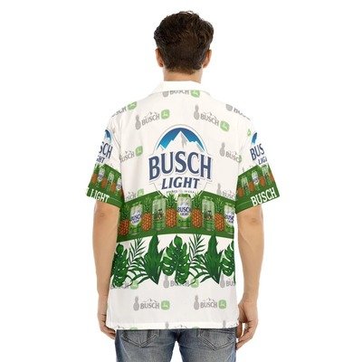 Busch Light John Deere Hawaiian Shirt Pineapples Tropical Leaves