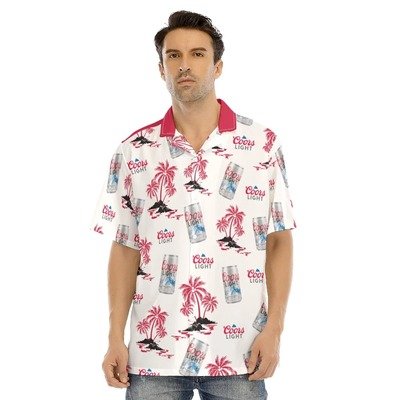 Coors Light Hawaiian Shirt Red Palm Island For Beach Lovers