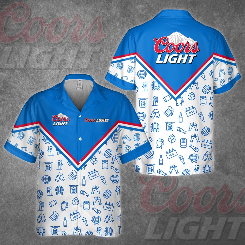 Coors Light Beer Hawaiian Shirt Drawing Pattern