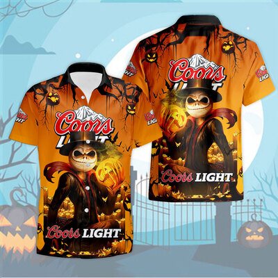 Cool Halloween Jack Skellington Coors Light Hawaiian Shirt