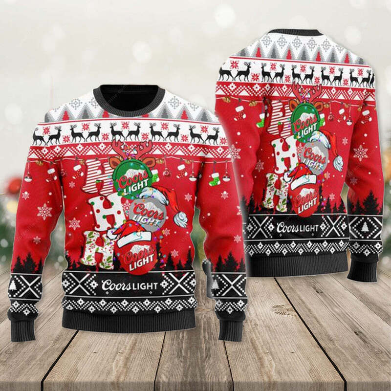 Coors Light Ugly Christmas Sweater Funny Ho Ho Ho Christmas Theme
