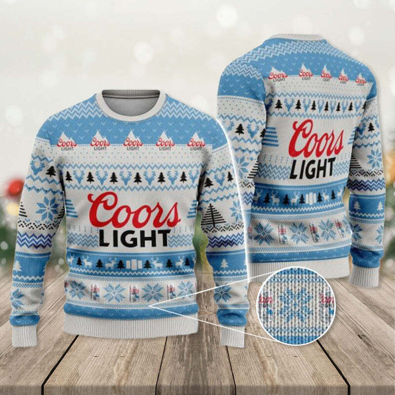 Classic Bright Coors Light Ugly Christmas Sweater