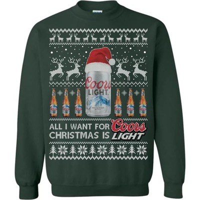 Santa Hat All I Want For Christmas Is Coors Light Ugly Christmas Sweater