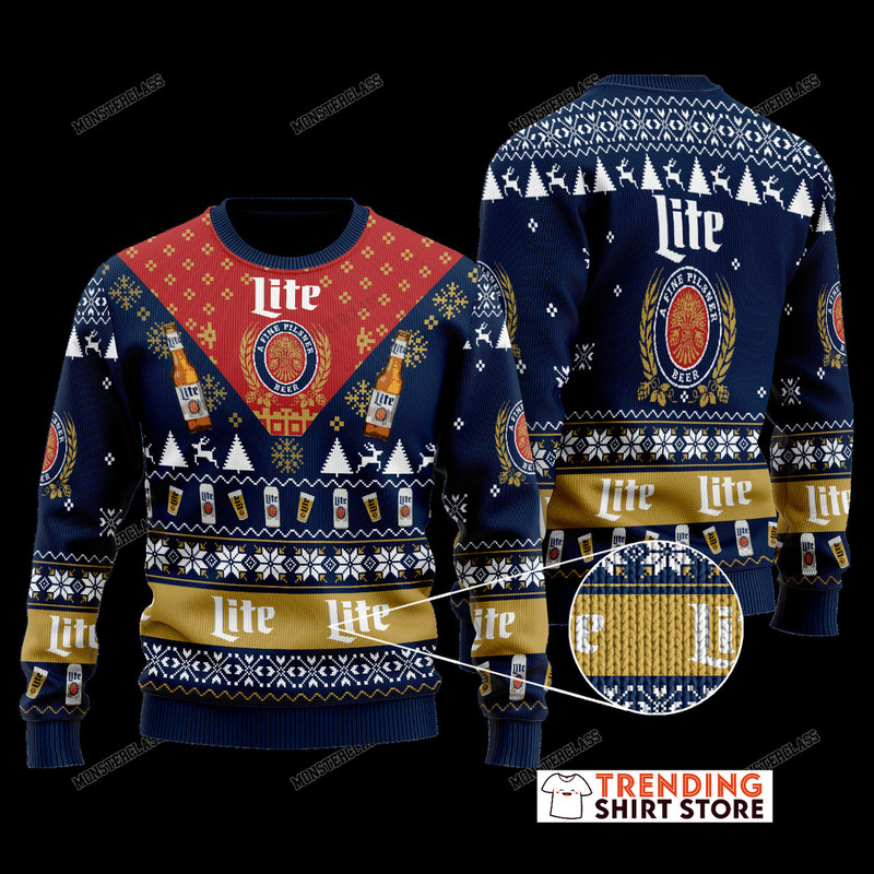 Vintage Miller Lite Ugly Sweater Gift For Beer Lovers